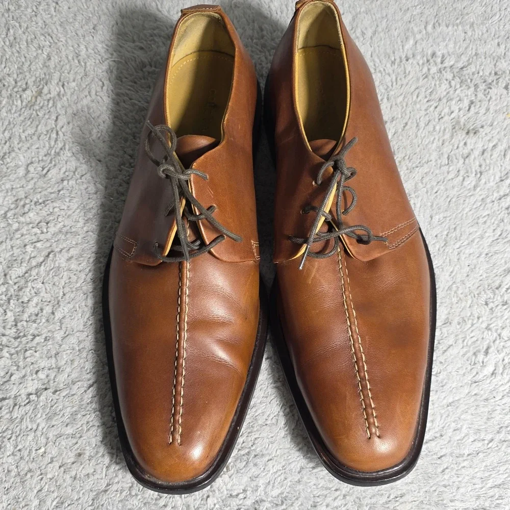 Cole‎ Haan Mens Brown Leather Split Toe Oxford Dress Shoes C06400 13 M Excellent